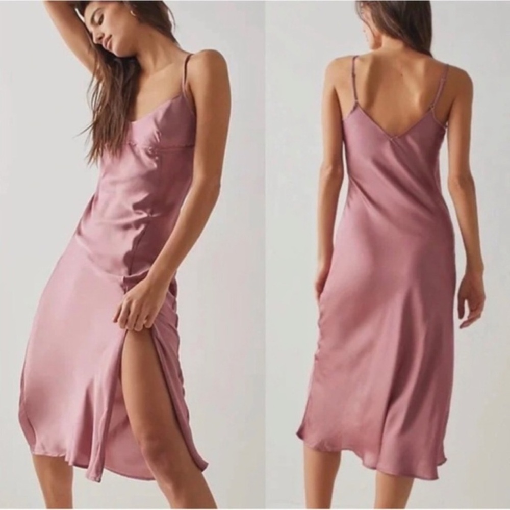 Free People Satin Slip Dress in Dusty Rose